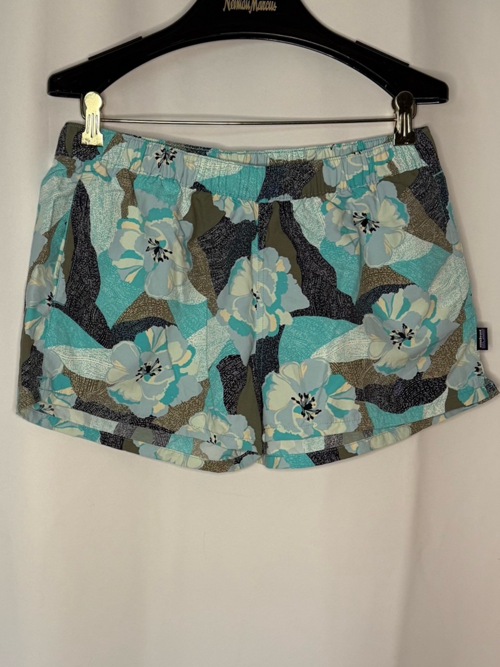 Patagonia Barley Baggies Floral Athletic Shorts - Aqua Blue & Olive